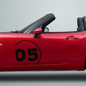 Mazda MX5 Miata door panel side graphics decal racing number